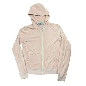 Vintage Juicy Couture Track Jacket Womens XL Pink Full Zip Made in USA Velour